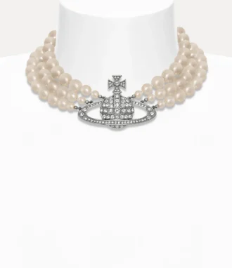 Dreireihiges Perlen-Basrelief-Halsband