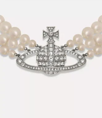 Dreireihiges Perlen-Basrelief-Halsband