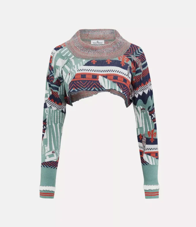 Kurzes Oberteil mit gebrochenem Fair-Isle-Muster Kurzes Oberteil mit gebrochenem Fair-Isle-Muster