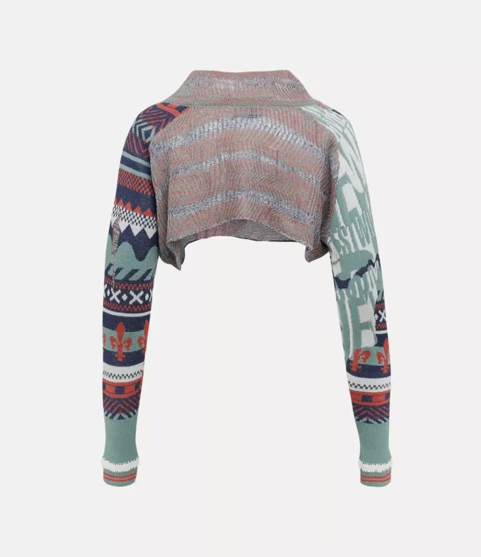 Kurzes Oberteil mit gebrochenem Fair-Isle-Muster Kurzes Oberteil mit gebrochenem Fair-Isle-Muster